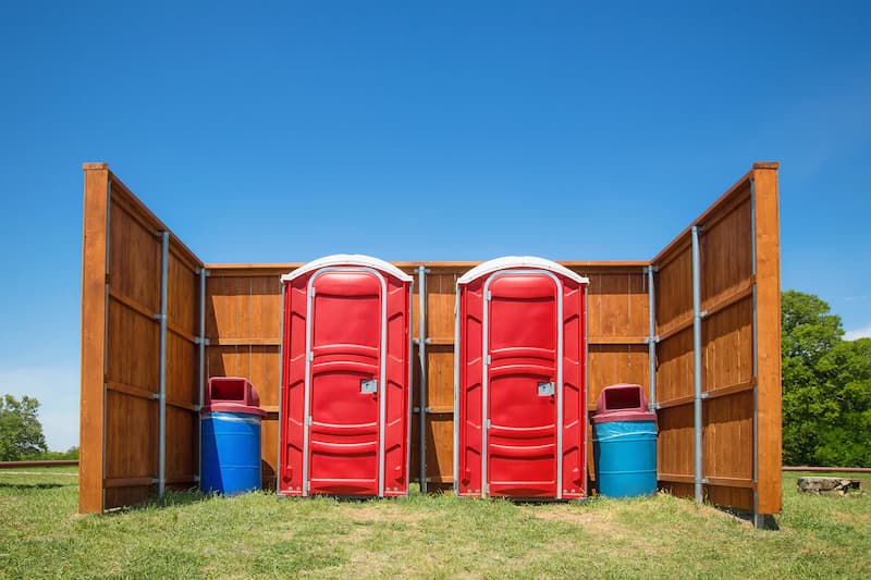Short-term porta potty units staged for delivery in Hartford, Connecticut
